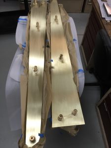 Custom brass elevator hand rails for the Hard Rock Casino