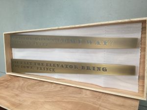 Custom brass elevator hand rails for the Hard Rock Casino