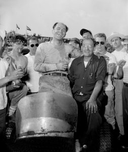 Bill Schindler- Mike Caruso Victory Lane at Langhorne, Pennsylvania after 150 mile Midget race on dirt 1949